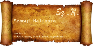 Szanyi Melissza névjegykártya